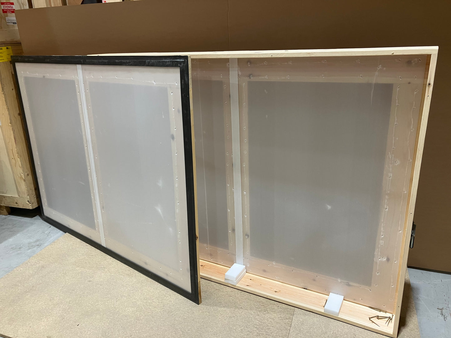 Used Corex faced picture case 178 x 20 x 130.5 cms